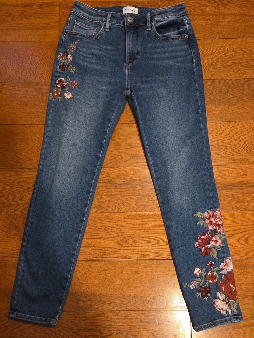 Driftwood Jackie Floral Embroidered Skinny Jeans 27